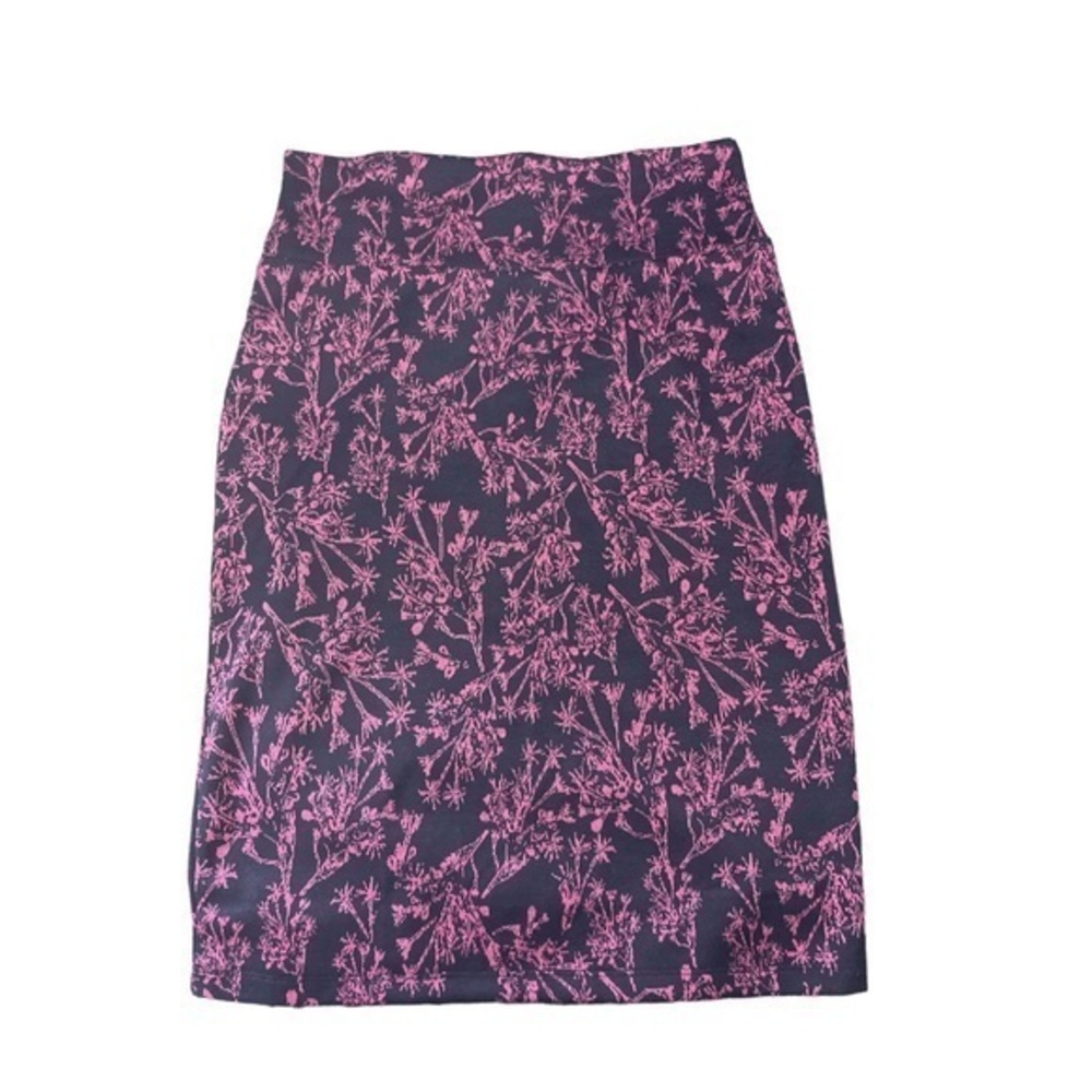 Lularoe Cassie Navy Blue Pink Pencil Floral Skirt Size Med EUC #6656